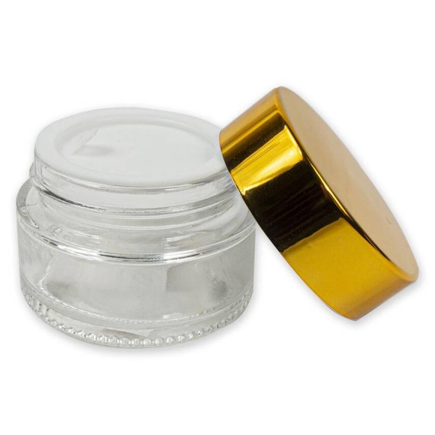 Glass Inkwell Transparent Gold Lid 20 ml - 2