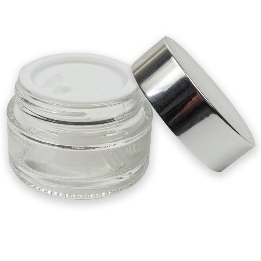 Glass Inkwell Transparent Silver Lid 20 ml - 2