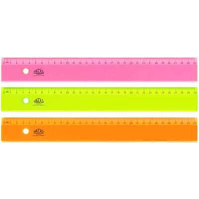 Hatas Cetvel Plastik 30 Cm Neon Şeffaf 00148