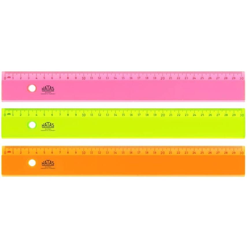 Hatas Cetvel Plastik 30 Cm Neon Şeffaf 00148 - 1