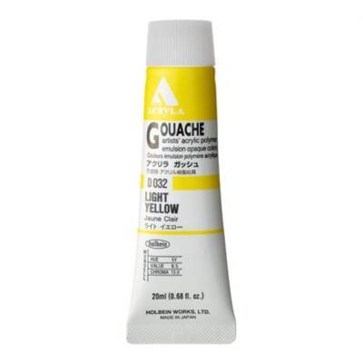Holbein Acrylic Gouache Paint 20 ml D032 Light Yellow