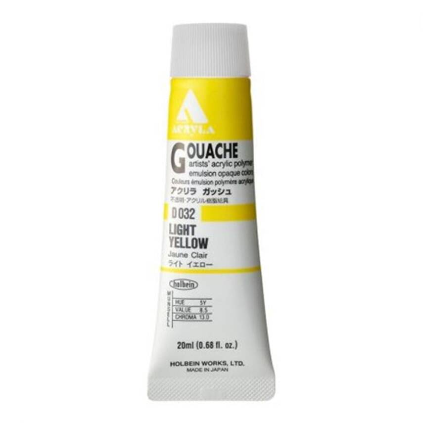 Holbein Acrylic Gouache Paint 20 ml D032 Light Yellow - 1