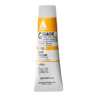 Holbein Acrylic Gouache Paint 20 ml D033 Deep Yellow