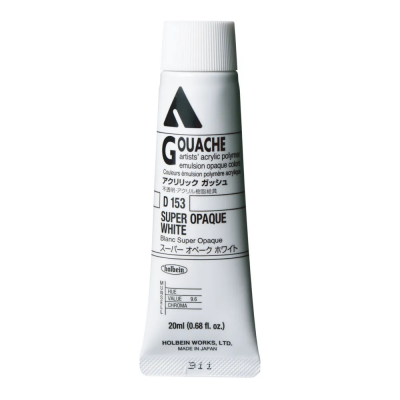 Holbein Acrylic Gouache Paint 20 ml D153 Super Opaque White