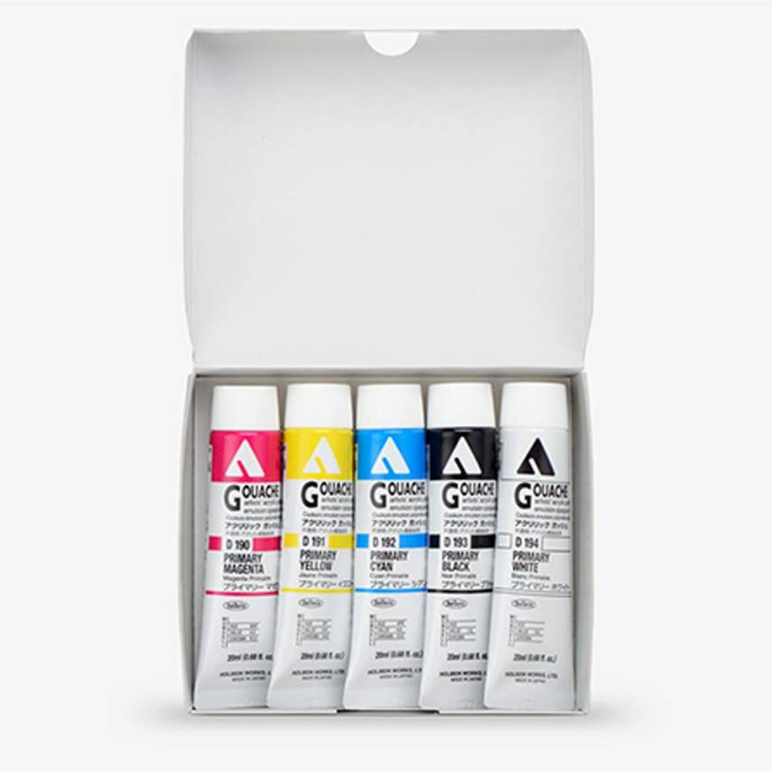 Holbein Acrylic Gouache Paint Set 20 ml x 5 Main Colors - 1