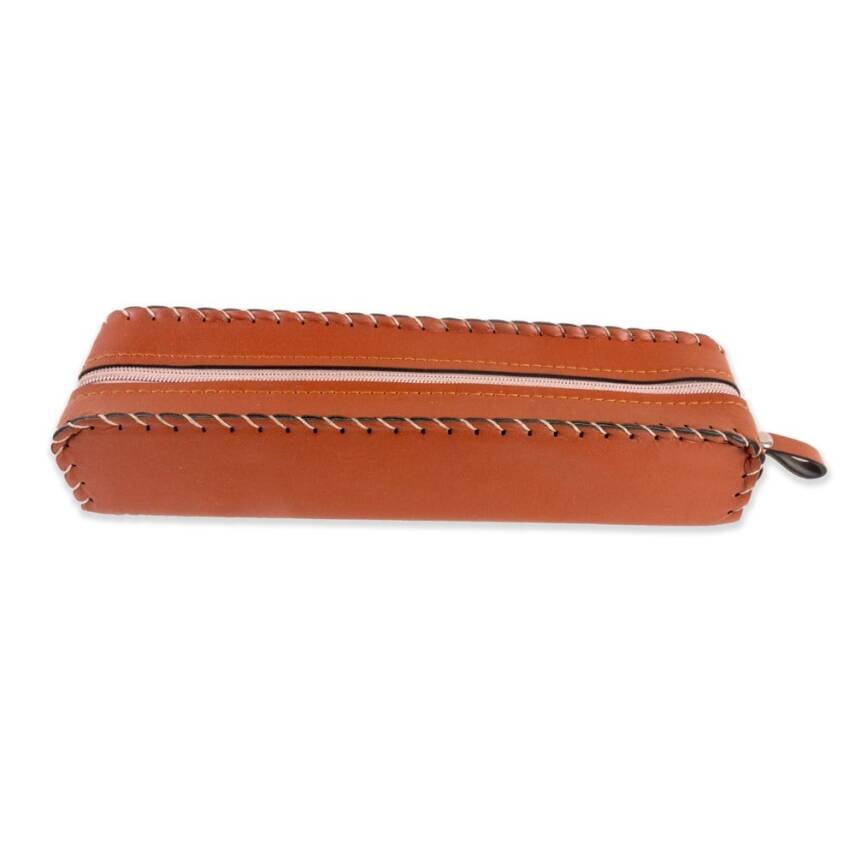Imitation Leather Zippered Pencil Case - 1