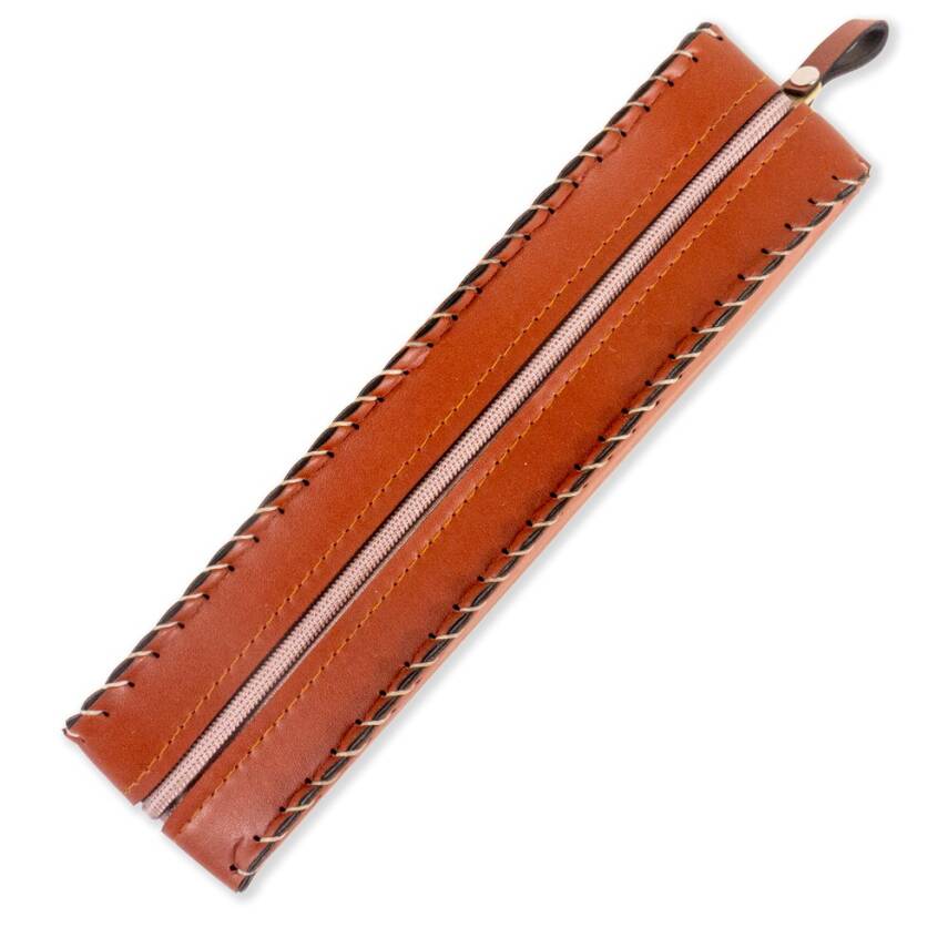 Imitation Leather Zippered Pencil Case - 3