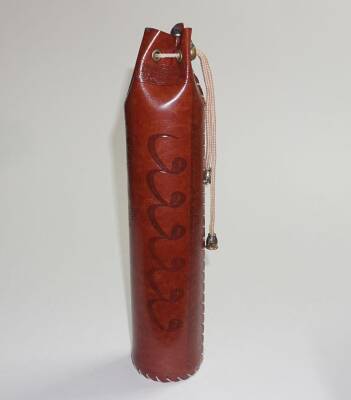 Iranian Cylindrical Calligraphy Pen Case Imitation Leather Red Brown