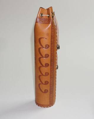 Iranian Cylindrical Calligraphy Pen Case Imitation Leather Tan