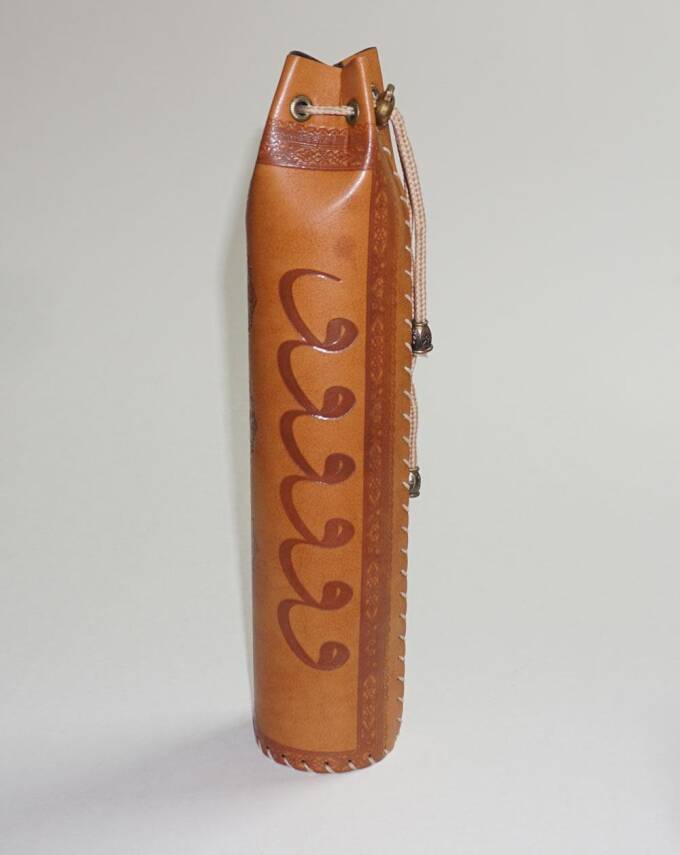 Iranian Cylindrical Calligraphy Pen Case Imitation Leather Tan - 1