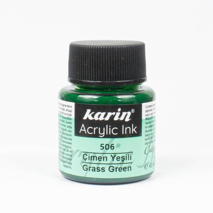 Karin Akrilik Mürekkep 506 Çimen Yeşili 45 ml - 1