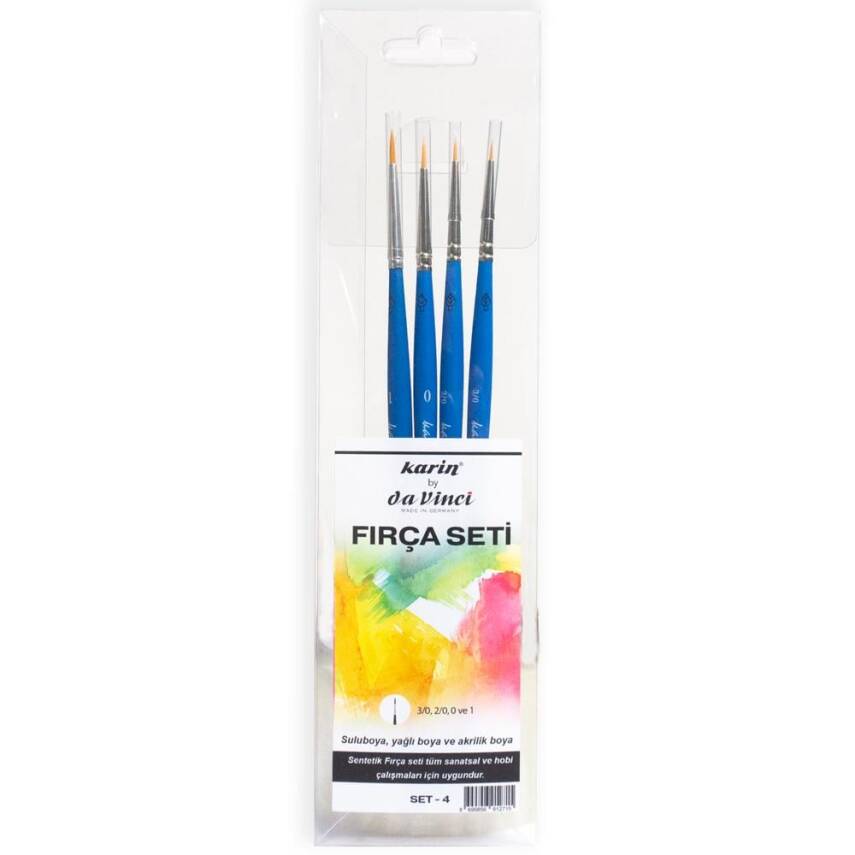 Karin By Da Vinci Multi-Purpose (NAIL ART, ILLUMINATION, MINIATURE, WATERCOLOR, GOUACHE) Brush Set No: 4 - 2
