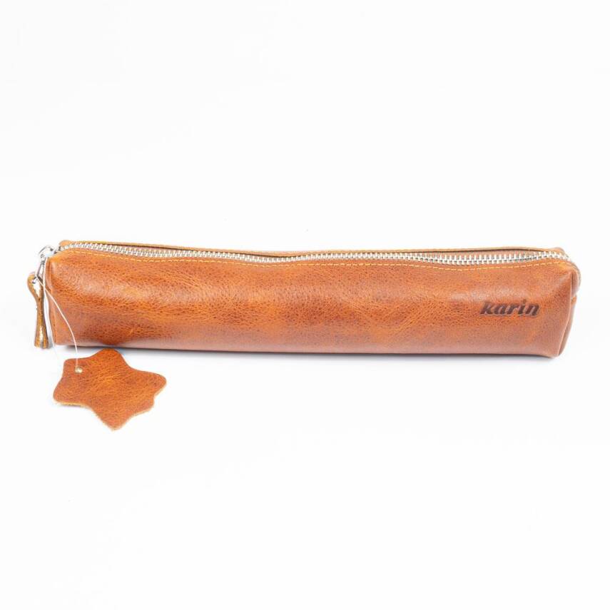 Karin Crazy Leather Pen Holder Tan - 1