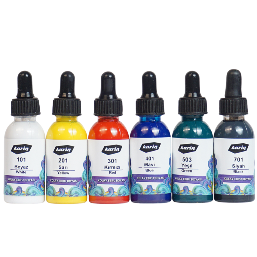 Karin Kolay Ebru 6 Renk Boya Seti (Damlalıklı Şişe) 30 ml - 2