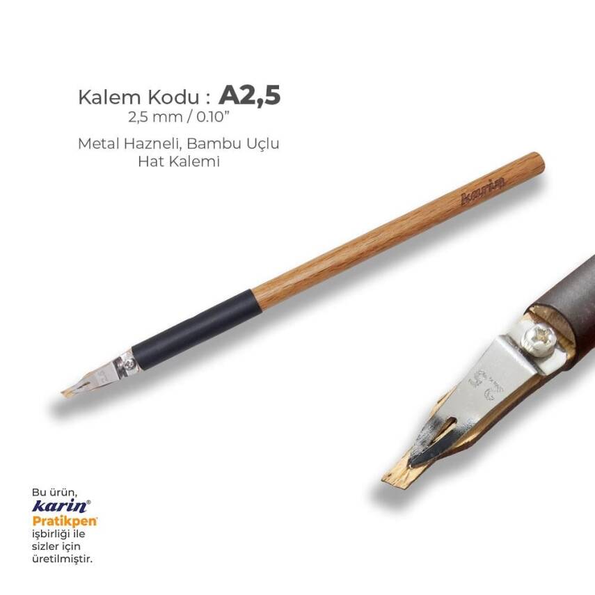 Karin Metal Chamber Bamboo Thuluth Pen 2.5 mm - 1