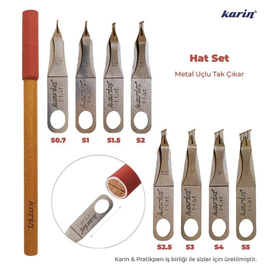 Karin Metal Hat Kalem Seti (Sekiz Uç + Bir Kalem Sapı) - 1