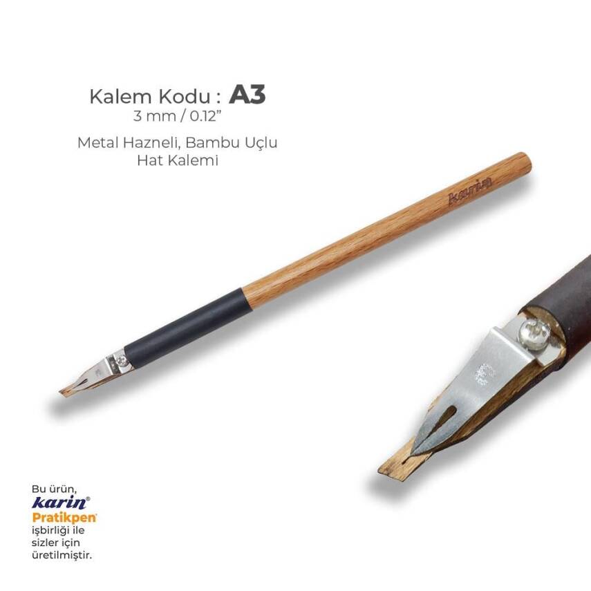 Karin Metal Hazneli Bambu Sülüs Kalem 3 mm - 1