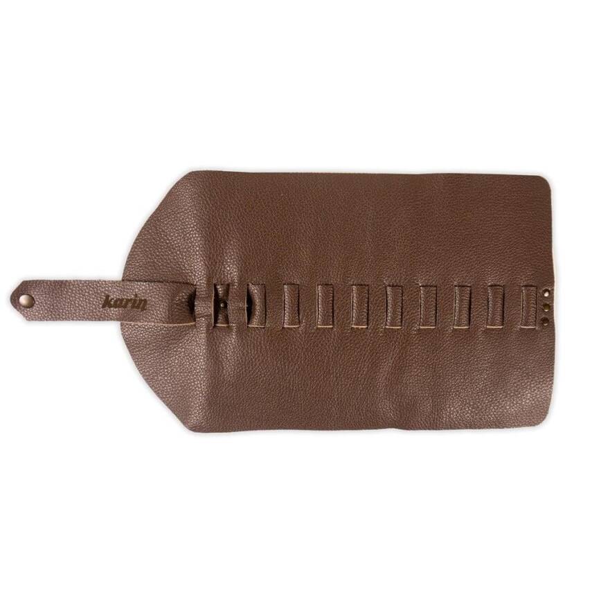 Karin Roll Leather Pen Holder Brown 10 Pieces - 1