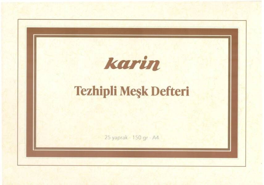 Karin Tezhipli Meşk Defteri No:2 A4 150 Gr 25 Yaprak - 1