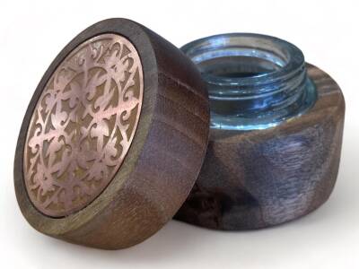 Karin Wooden Inkwell with Patterned Copper Engraving (1)