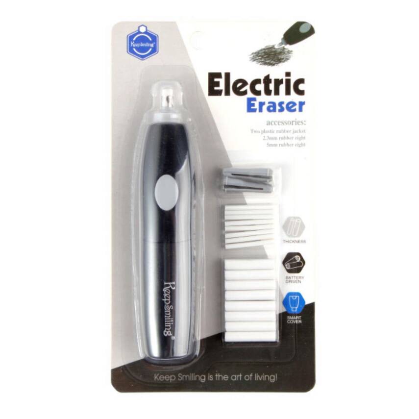 Keep Smiling Battery-Operated Pencil Eraser - 1