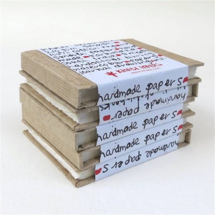 Khadi Hard Cover Handmade Multi-Purpose Drawing Notebook 210 gr 13x16 cm Smooth 19339 - 2