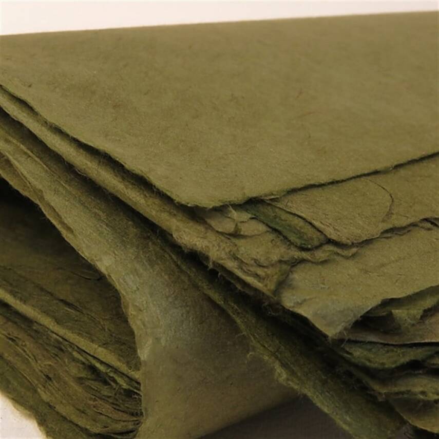 Khadi Nepal Lokta Kağıdı Zeytin Yeşili 30 gsm 50x75 cm - 2