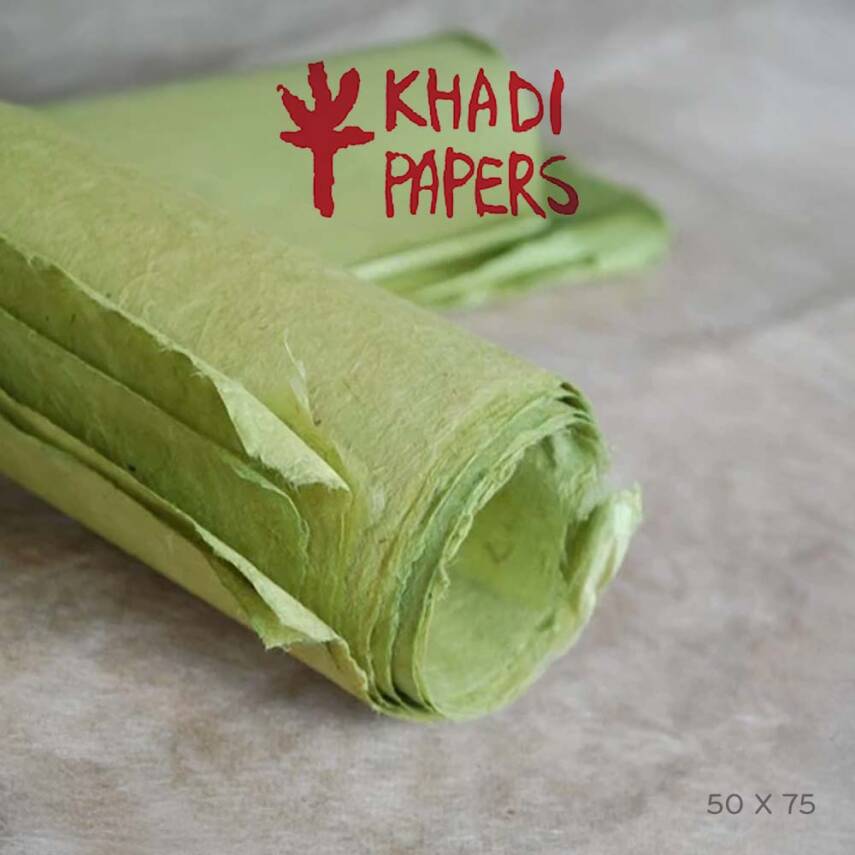 Khadi Nepal Lokta Paper Lime 30 gsm 50x75 cm - 1