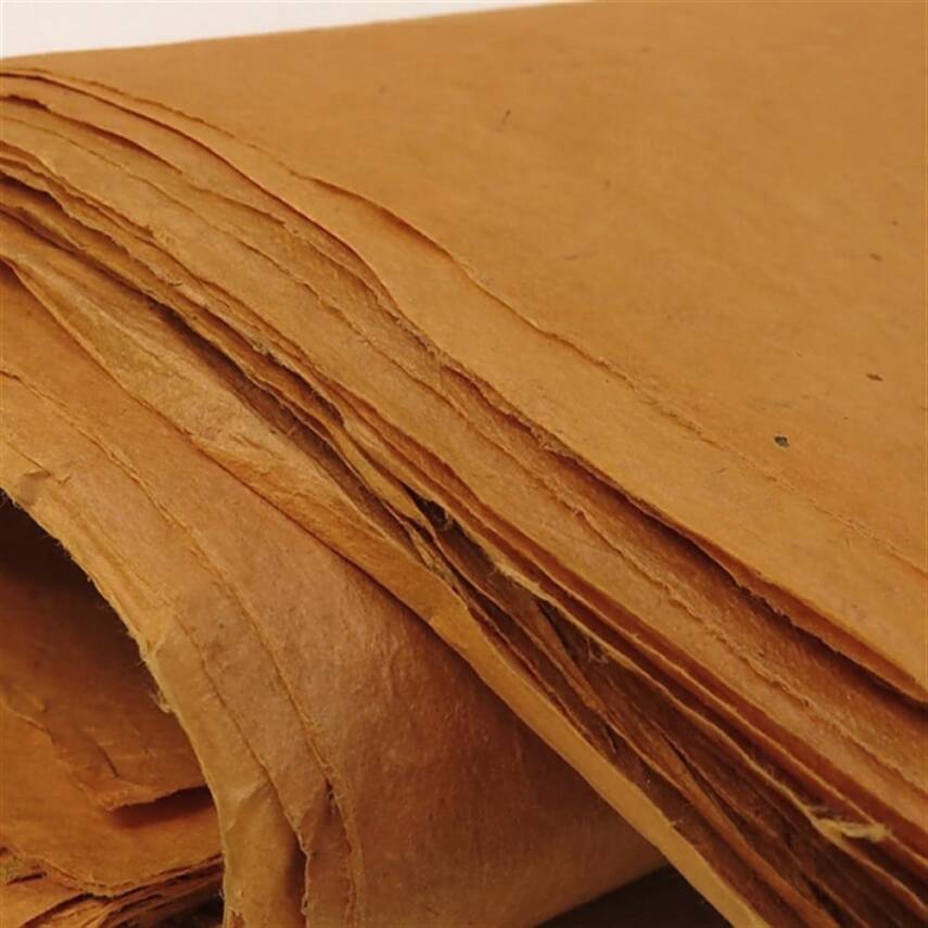Khadi Nepal Lokta Paper Saffron 30 gsm 50x75 cm - 2
