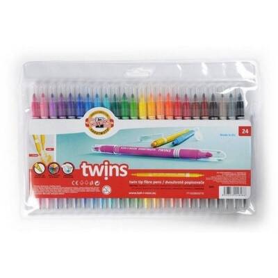 Koh-i Noor Double-Ended Felt Tip Pen Set 24 Colors Twin 1023 - 1