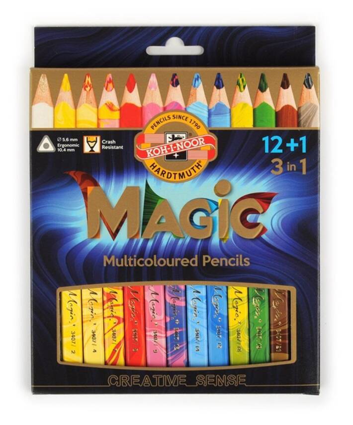Koh-i Noor Multi Color Magic Pencil Thick Color Pencil 12+1 Colors - 1
