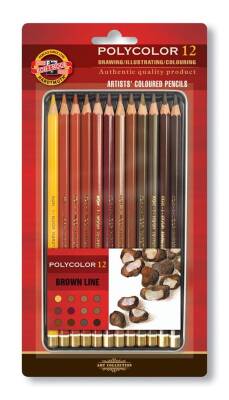 Koh-i Noor Polycolor Brown Shades Paint Set of 12 3822