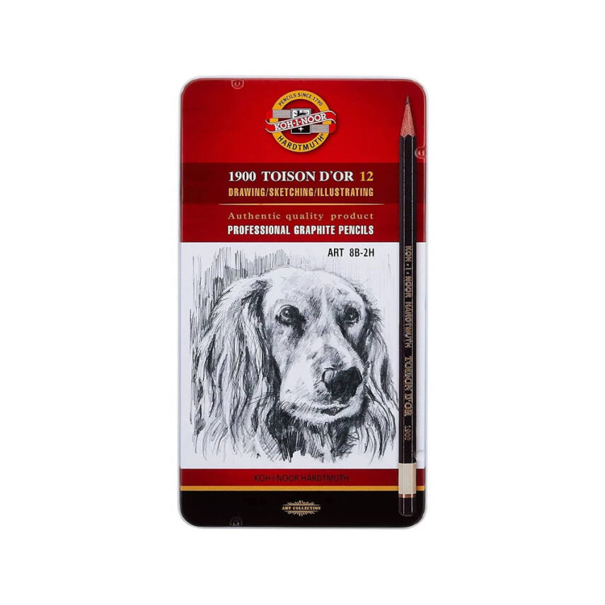 Koh-i Noor Professional Graphite Pencil Set Natural 8B-2H Metal Box - 1