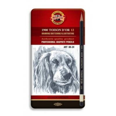 Koh-i Noor Profesyonel Grafit Kalem Seti Naturel 8B-2H Metal Kutu