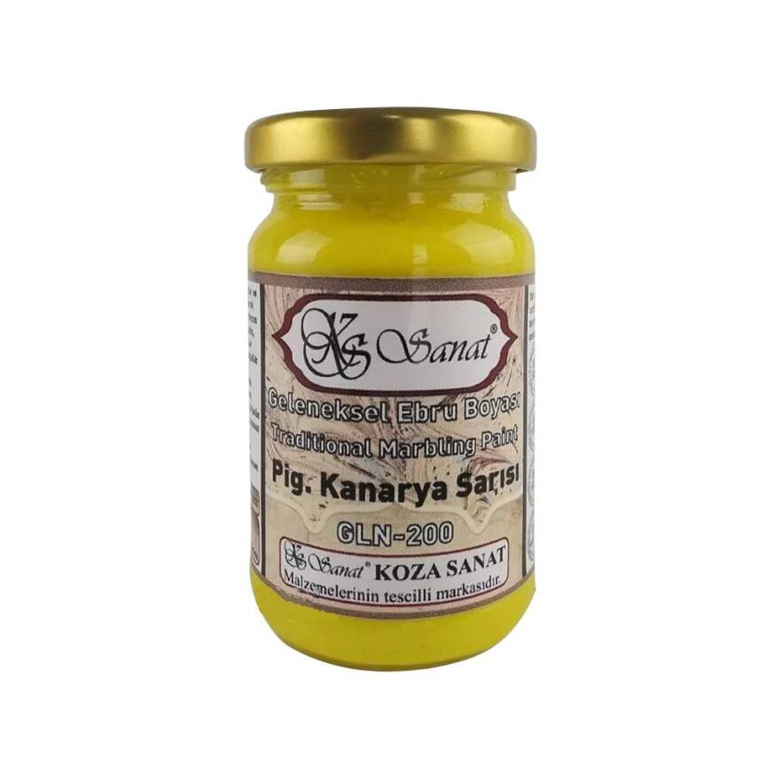 Koza Ezilmiş Ebru Boyası 105 ml Pigment Kanarya Sarı - 1
