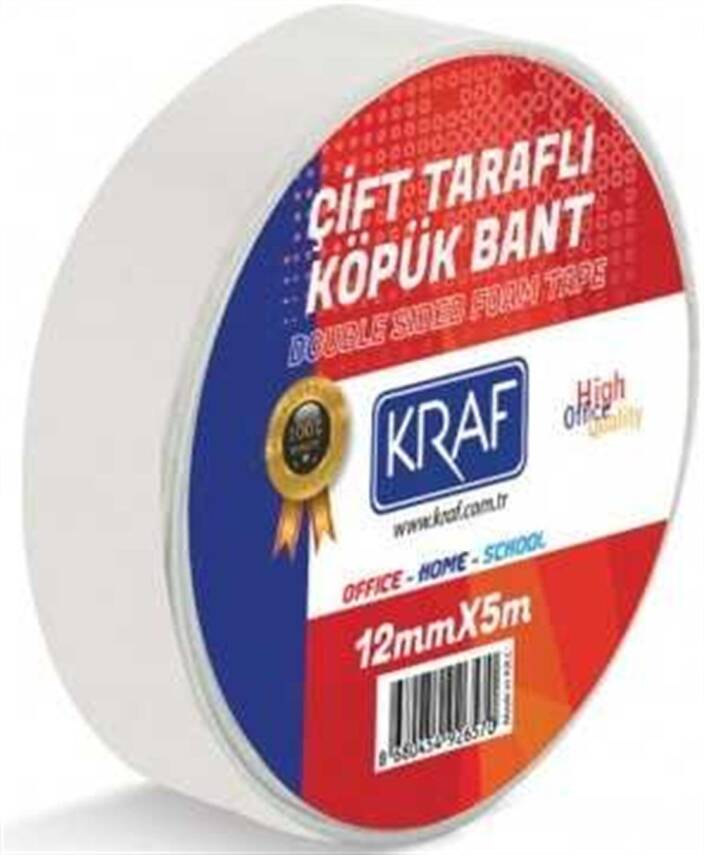Kraf Çift Taraflı Köpük Bant 12mmx5m - 1