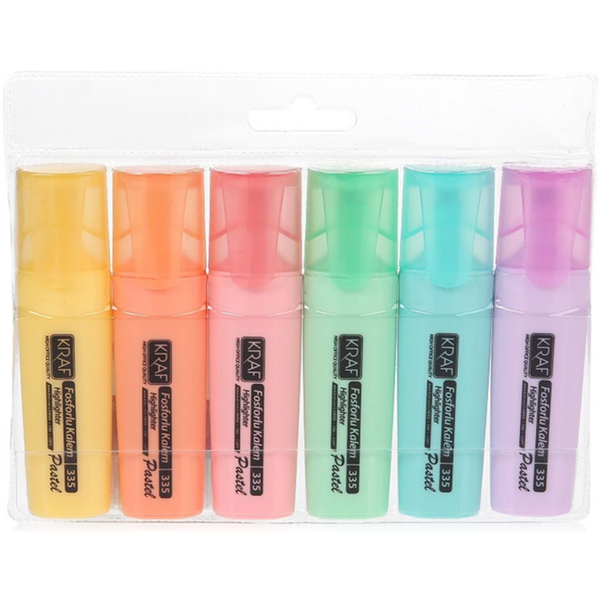 Kraf Highlighter Pen 6 Pastel Colors - 1