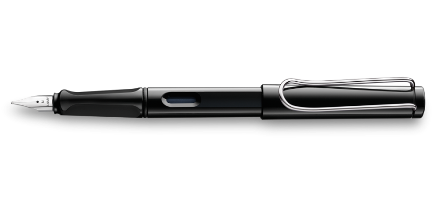 Lamy Safari Fountain Pen Metal Clip M Nib Black - 1