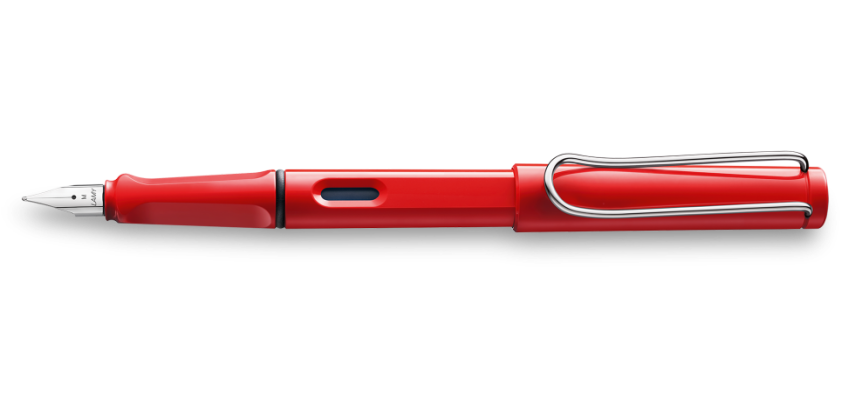 Lamy Safari Fountain Pen Metal Clip M Nib Red - 1