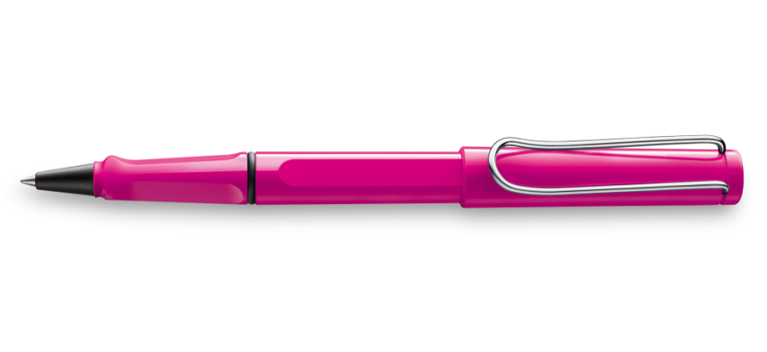 Lamy Safari Rollerball Pen Metal Clip Pink - 1