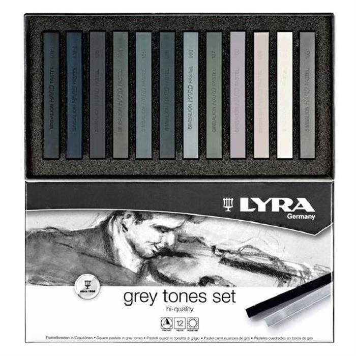 Lyra Polycrayons Soft - Toz Pastel 12 Renk Gri Tonlar - 1