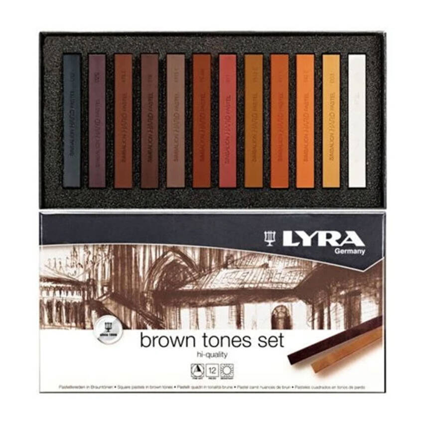 Lyra Polycrayons Soft - Toz Pastel 12 Renk Kahve Tonları - 1