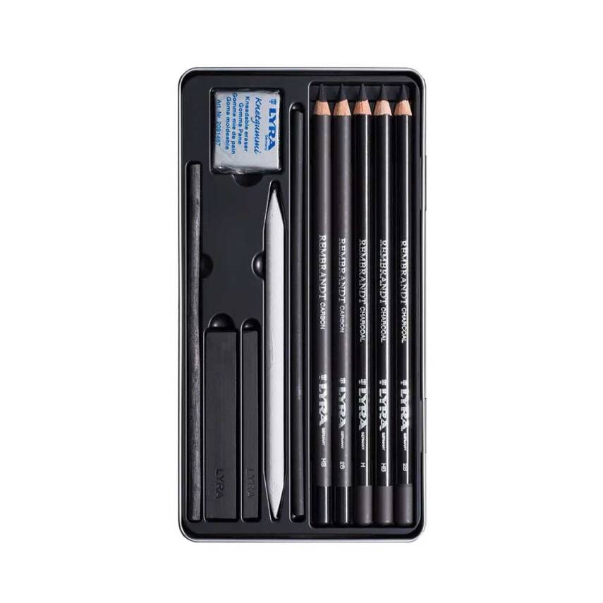 Lyra Rembrandt Charcoal Set Metal Box of 11 - 2