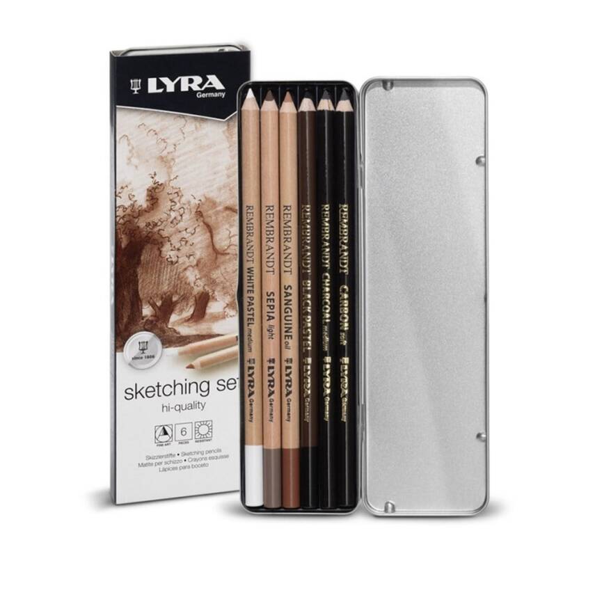 Lyra Rembrandt Sketching Set 6 Piece Metal Box - 1