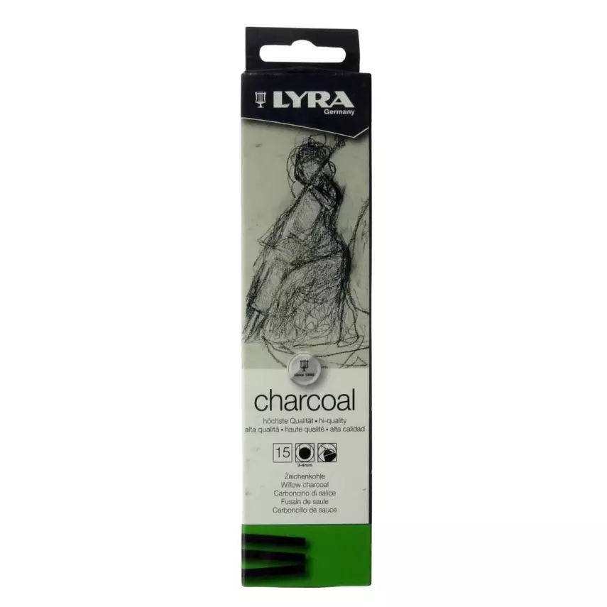 Lyra Willow Charcoal Natural Charcoal 3-4mm 15 Pieces - 1