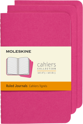 Moleskine Cahiers Journals Çizgili Defter 13x21 80 Sayfa Kinetik Pembe 3'lü Set