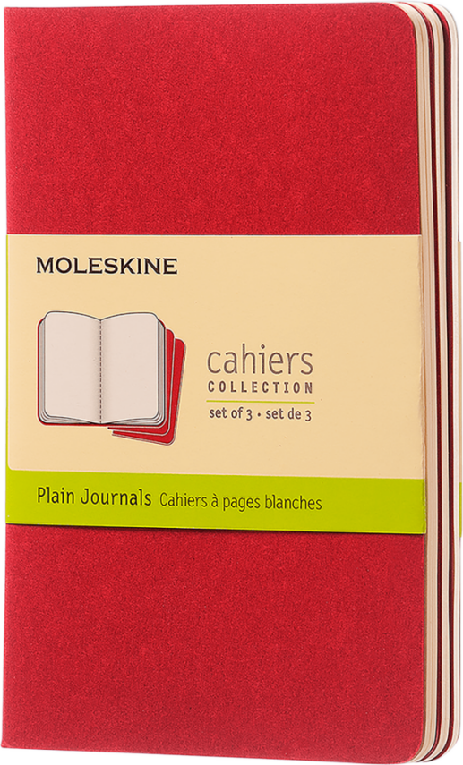 Moleskine Cahiers Journals Çizgisiz Defter 9x14 64 Sayfa Yaban Mersini Kırmızı 3'lü Set - 1