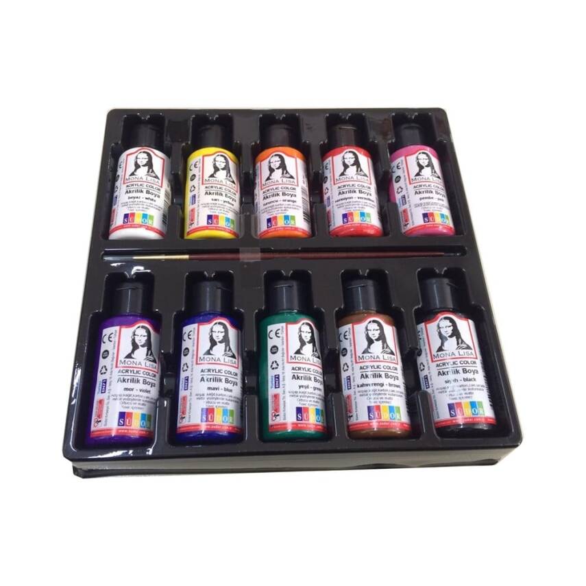 MonaLisa Akrilik 10 Renk x 40 ml + Fırça Set - 2