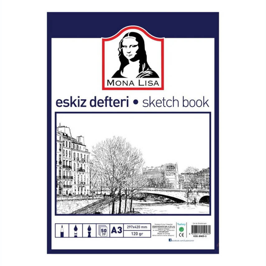 Monalisa Eskiz Defteri A3 120 g 50 yp Telli - 1