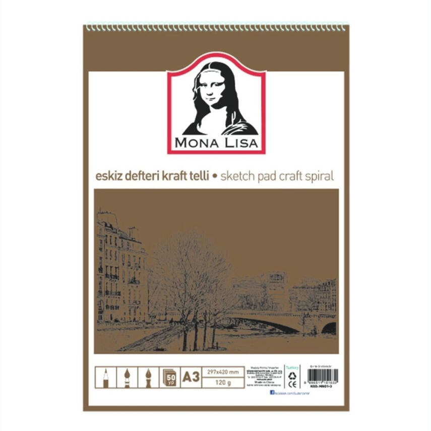 Monalisa Sketchbook A3 120 g 50 yp Kraft Wire - 1
